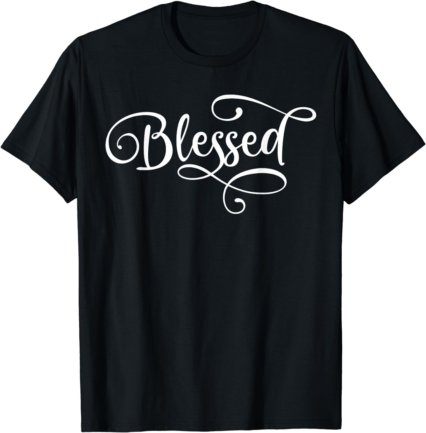 Blessed White Fancy Script Christian Religious God Jesus T-Shirt ...