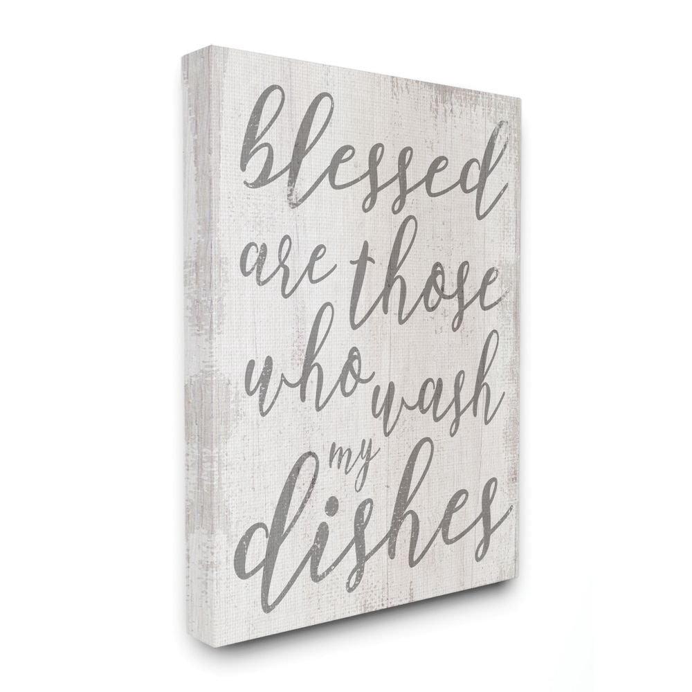 Blessed Who Wash Dishes Funny Family Kitchen Word Design XXL Stretched Canvas Wall Art by Daphne Polselli