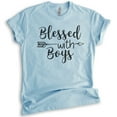 thumbnail image 1 of Blessed With Boys Shirt, Unisex Women's Shirt, Boy Mom Shirt, Mother Shirt, Heather Light Blue, X-Large, 1 of 6
