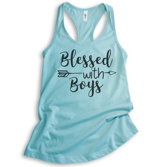 Blessed With Boys Tank Top, Ladies Racerback Tank Top, Boy Mom Tank, Mother Tank, Cancun, X-Large