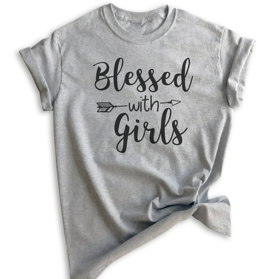 Blessed With Girls Shirt, Unisex Women's Shirt, Girl Mom Shirt, Mom Shirt, Heather Gray, 3X-Large