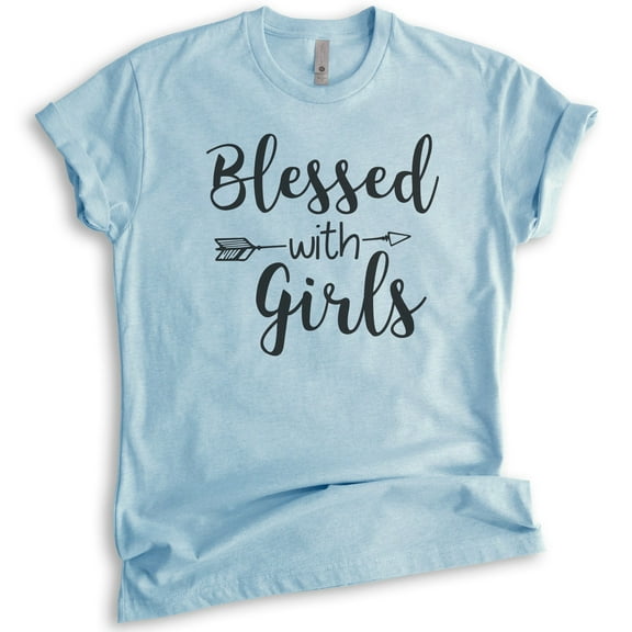 Blessed With Girls Shirt, Unisex Women's Shirt, Girl Mom Shirt, Mom Shirt, Heather Light Blue, 3X-Large