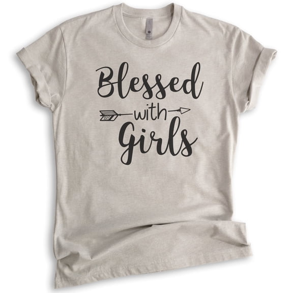 Blessed With Girls Shirt, Unisex Women's Shirt, Girl Mom Shirt, Mom Shirt, Light Silk Gray, Medium
