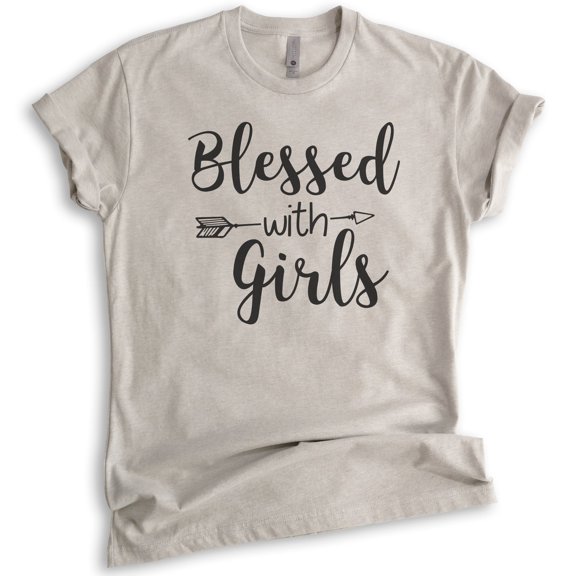 Blessed With Girls Shirt, Unisex Women's Shirt, Girl Mom Shirt, Mom Shirt, Light Silk Gray, Small