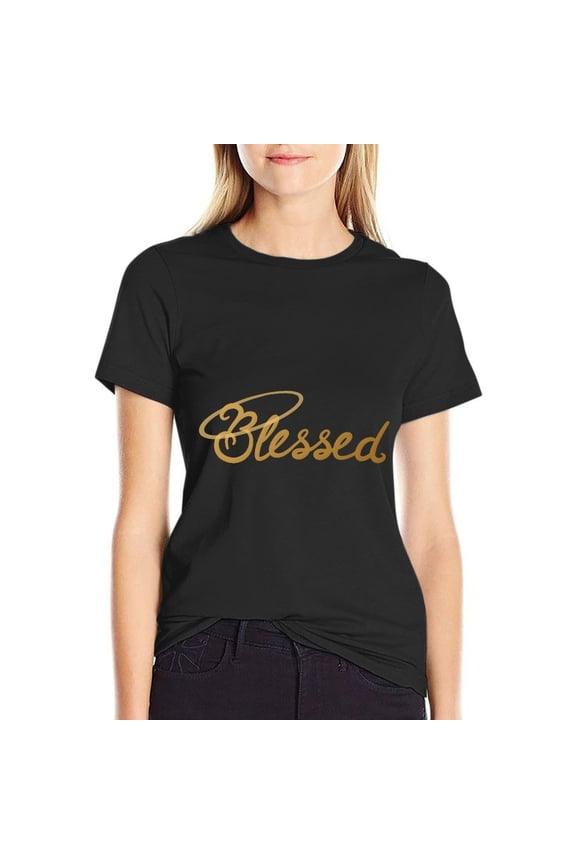 Blessed Women’s Cotton Short Sleeve T-Shirt HD Graphic Print Casual Crew Neck Tee 3XL