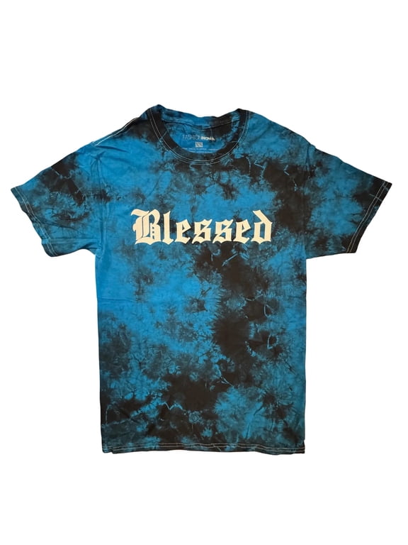 Blessed Women's Regular and Plus Size Tie-Dye Graphic Blue T-Shirt (3X)