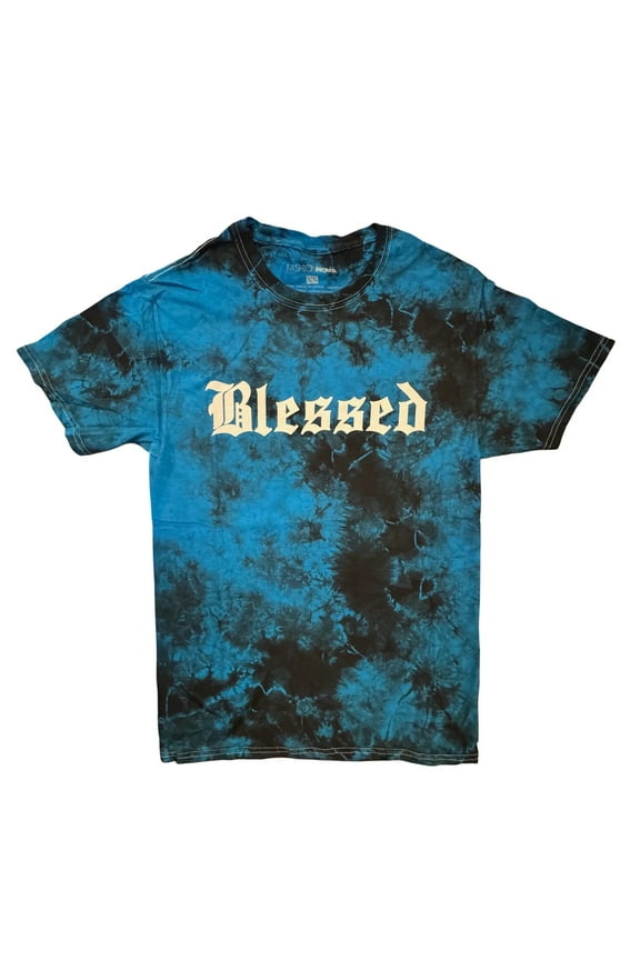 Blessed Women's Regular and Plus Size Tie-Dye Graphic Blue T-Shirt (3X)