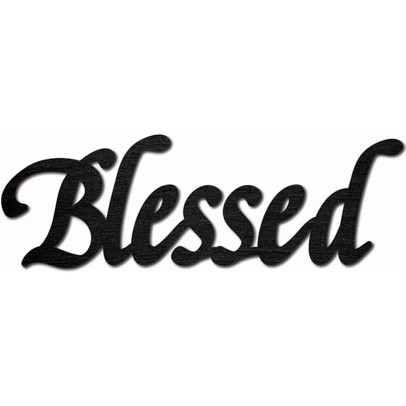 Blessed Wood Cutout Letter Signs Wooden Black Unfinished Rustic ...