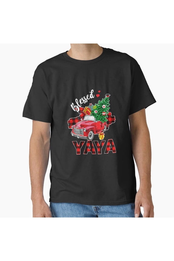 Blessed Yaya Red Truck Christmas Tree Festive Holiday Unisex T-Shirt, up to size 5XL