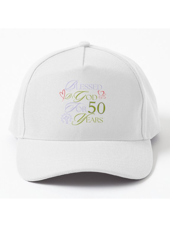 Blessed by God 50 Years Baseball Hat, Faith-Filled Birthday Milestone for Grandma Grandpa Cap