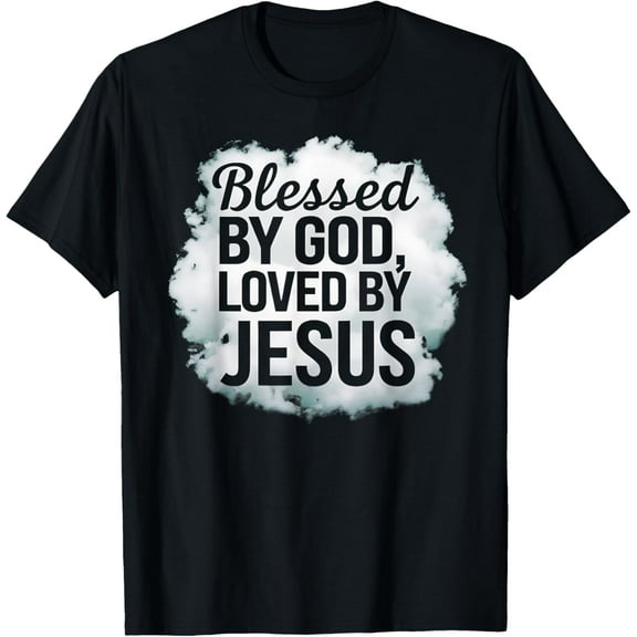 Blessed by God Loved by Jesus Christian Faith Retro Believer T-Shirt