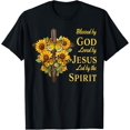 thumbnail image 1 of Blessed by God Loved by Jesus Sunflower Cross Christian T-Shirt, 1 of 4