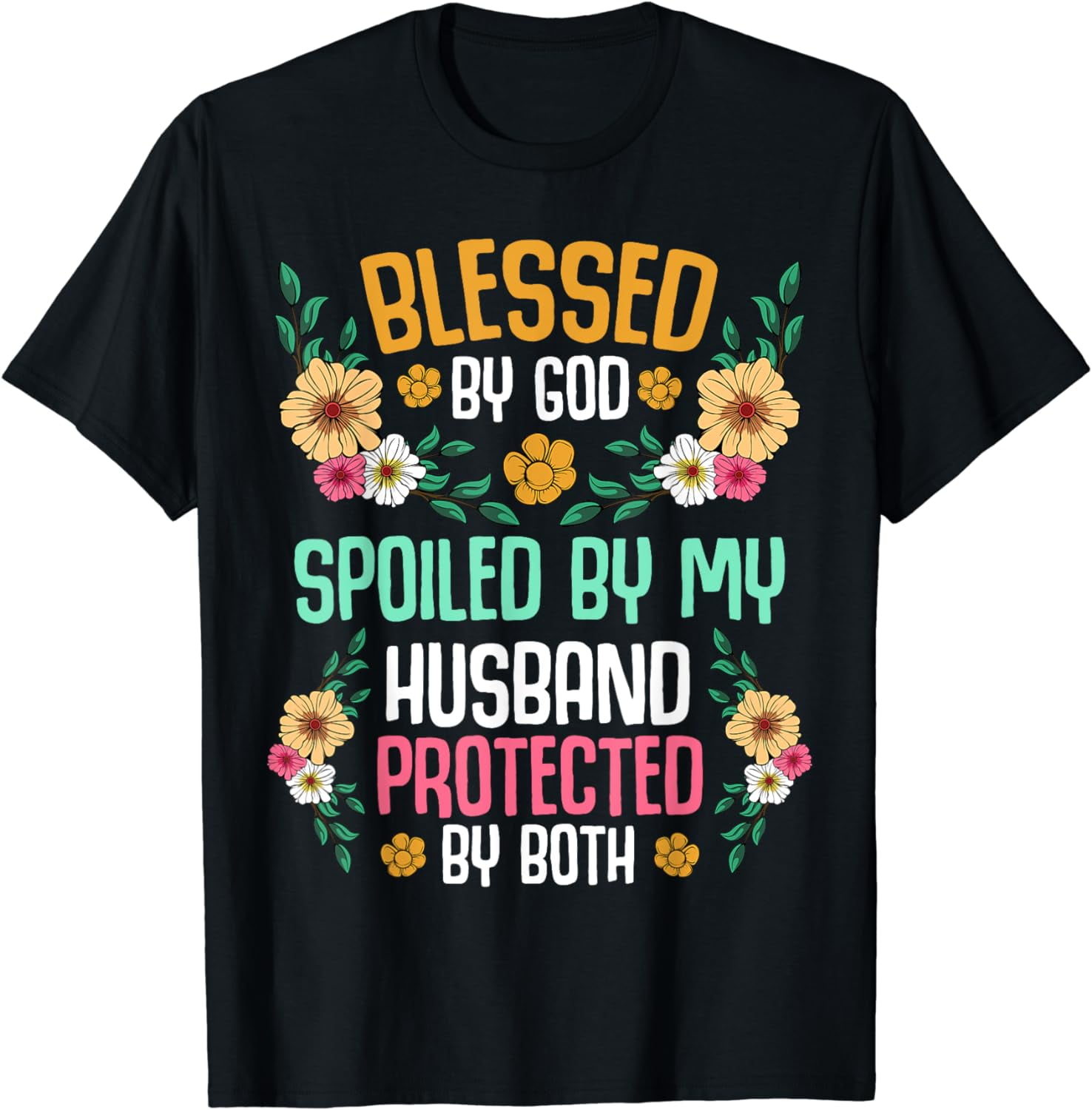 T-Shirt Personnalisé 'Blessed By God, Spoiled By Husband' - Coton, Unisexe, Coupe Regular, Fabriqué Aux USA