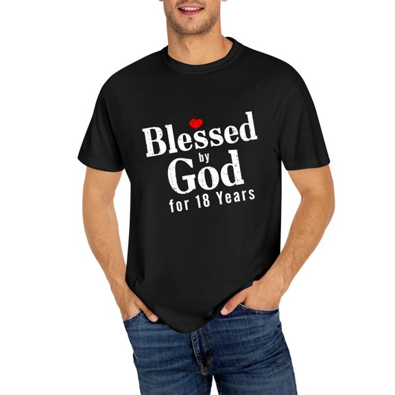 Blessed by God for 18 year 18th Birthday Anniversary T-Shirt, OdeJous Funny T-Shirt Black, 3XL
