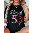 thumbnail image 1 of Blessed by God for 50 Years T-Shirt Women's 50th Birthday Gift Retro Religious Graphic Tee Short Sleeve Casual Top, 1 of 6