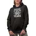 thumbnail image 1 of Blessed by God for 60 Years - 60th Birthday or Anniversary, Black Hooded Sweatshirt or Hoodie, Medium, 1 of 5