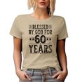 thumbnail image 1 of Blessed by God for 60 Years, 60th Birthday or Anniversary, Tan T-Shirt, Large, 1 of 5