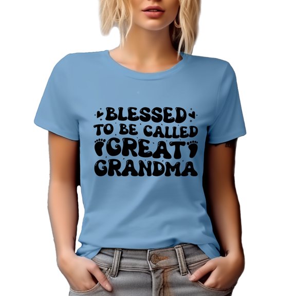 Blessed to Be Called Great Grandma, Grandmother Mother's Day or Birthday, Baby Blue T-Shirt, Medium