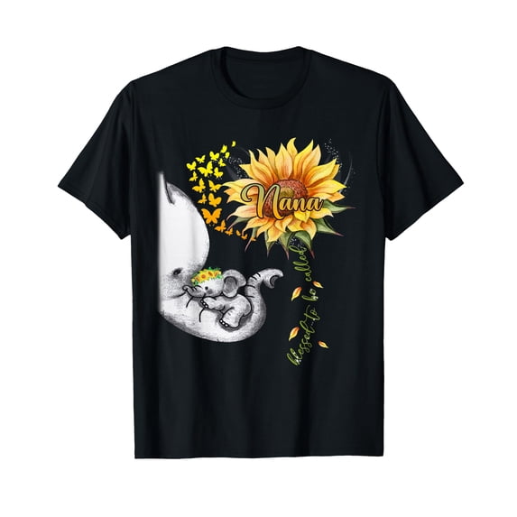 Blessed to Be Called Nana Sunflower Elephant T-Shirt for Mother's Day Gift