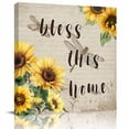 thumbnail image 1 of Blesses This Home Framed Canvas Wall Art, Sunflower Floral Dragonflies Farm Vintage Wall Art Painting for Living Room Bedroom Home Decor, 28”x28”, Office Artwork Print, 1 of 9