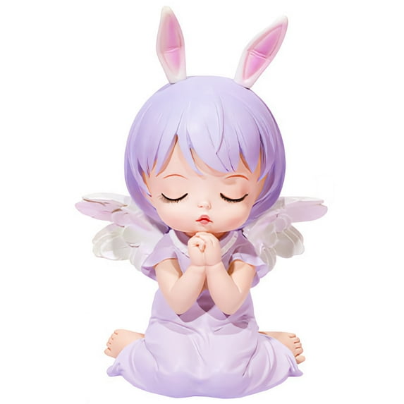 Blessing Angel Piggy Bank for Girls Makes a Perfect Unique Gift, Nursery Décor, Keepsake, Baby Baptism Gift, or Savings Piggy Bank Cute Kawaii Unbreakable Coin Bank for Kids Violet