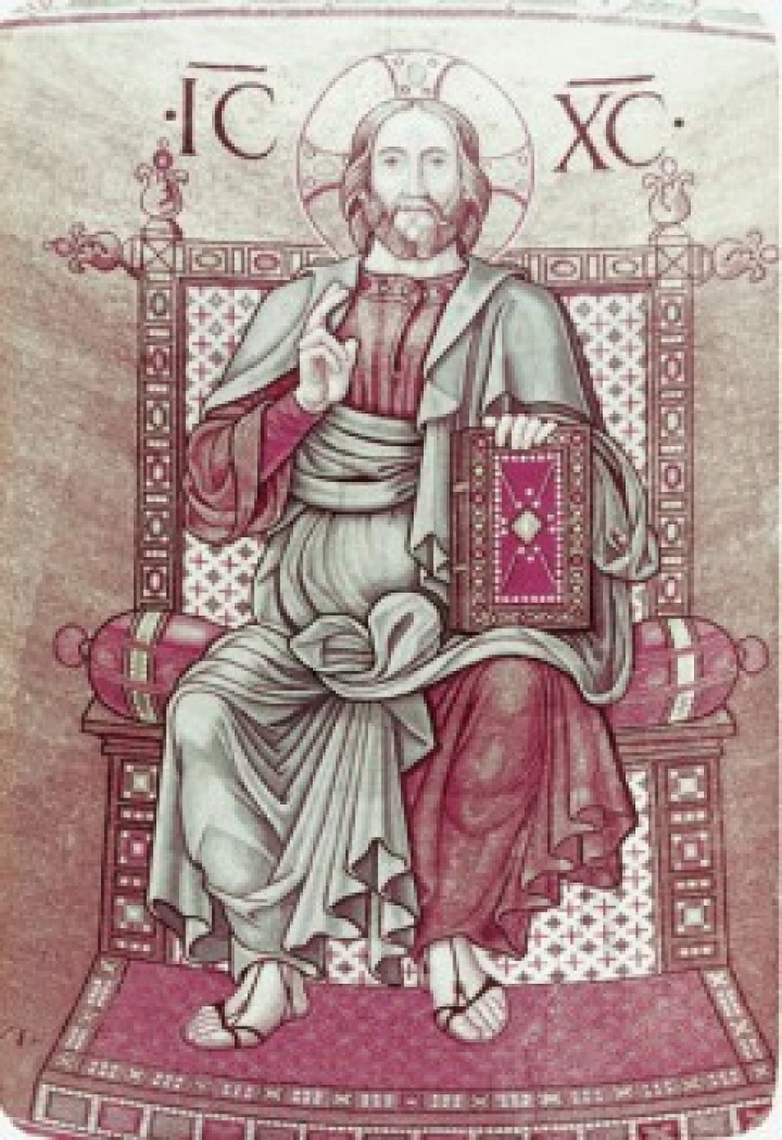 Blessing Christ 13th Century Artist Unknown Mosaic Canvas Art - (18 x 24)
