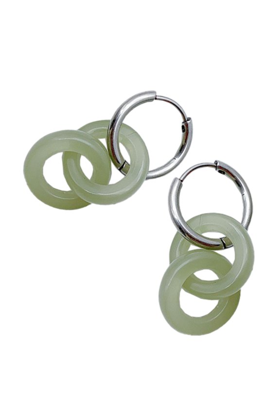 Blessing Earrings Chinese Peace Buckle Ear Jewelry Double Hoop Ear Rings Accessory for Daily Wear