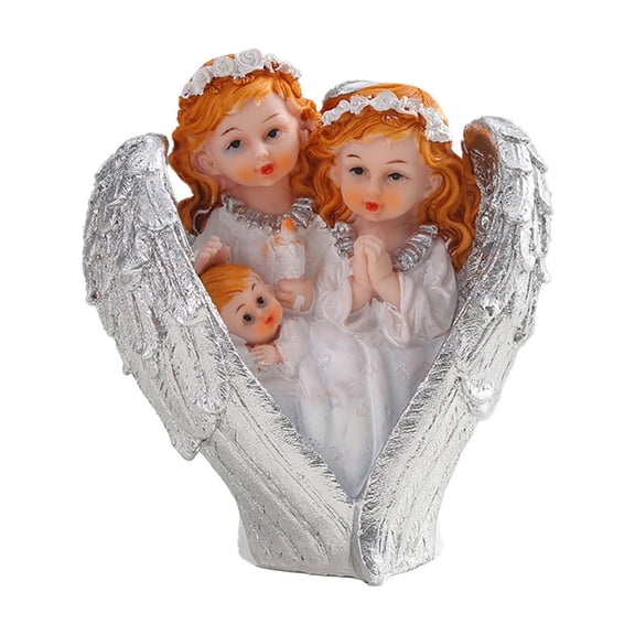 Blessing Family Resin Statue, 5.9 Inch White Figurine Ornament for Home Decor, Living Room Shelf Desk Decoration, Gift for Housewarming New Home(White)