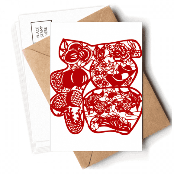 Blessing Paper Cut Flower Bird Fish Postcards Envelopes Blank Note Cards Mailing