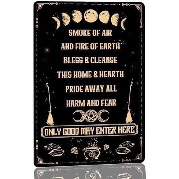 Blessing Wiccan Spell Metal Sign Smoke Of Air And Fire Earth Vintage Home Decor Gothic Spooky Signs Halloween Party Decorations 8x12 Inch