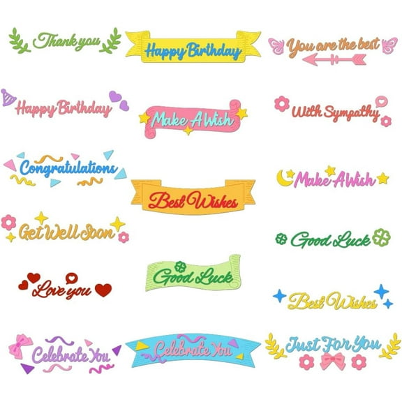 Blessing Word Cutting Dies Scroll Word Card Making Die Stencil Metal Die Cuts Card Scrapbooking Embossing Template Dies for Greeting Cards Craft Album Invitation Festive Birthday Decor 1set