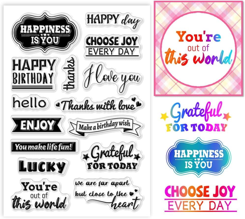 Blessing Words Clear Stamp Enjoy Lucky Silicone Stamp Hello Greeting ...