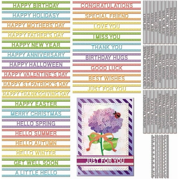 Blessing Words Cutting Dies for DIY Scrapbooking Metal Holiday Greetings Cut Dies Lace Die Cuts for Card Making Embossing Photo Album Craft Decor for DIY