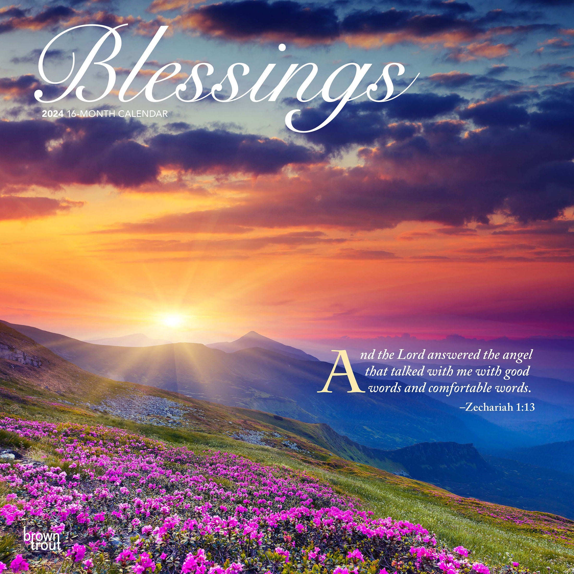 "Blessings 2024 Large 12x24"" Hanging Square Wall Calendar by