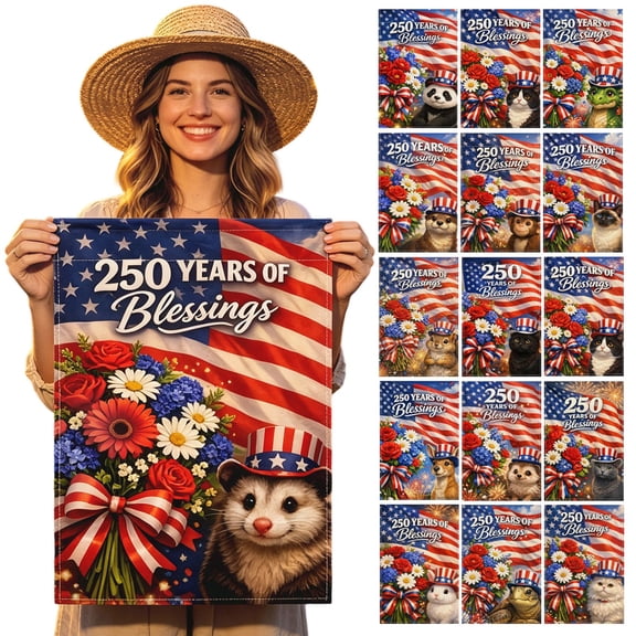 Blessings 250 Years America Garden Flag 12x18Inch,250 Anniversary USA Flag,Patriotic Squirrel Independence Day Outdoor Yard Porch Lawn Decor,Single Sided Holiday Gift