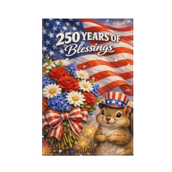 Blessings 250 Years America Garden Flag, 4Th Of July Decorations, 250 Anniversary USA Flag, Patriotic Russian Blue Cat Independence Day Outdoor Yard Porch Lawn Decor, Double Sided Holiday Gift