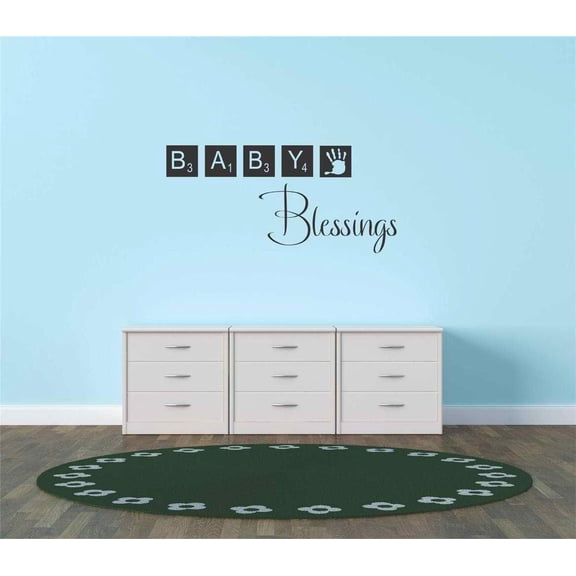 Blessings Blocks Toys New Born Celebration Flower Girl Roses Holiday Gift Decorating Girl Boy Bedroom Wall Decal Sticker - Size: 12 Inch x 22 Inch