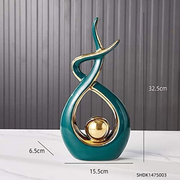Blessings Decor Luxury Ceramic Decoration Modern European Abstract Christmas Sculpture Other Home Decoration (Green Large)