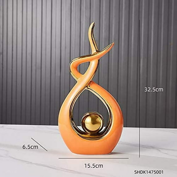 Blessings Decor Luxury Ceramic Decoration Modern European Abstract Christmas Sculpture Other Home Decoration (Orange Large)