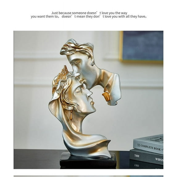 Blessings Decor Nordic Resin Home Accessories Decorative Lovers Statues Home Decor Kiss Sculpture Valentine's Day Wedding Gift (Kissing Champagne)