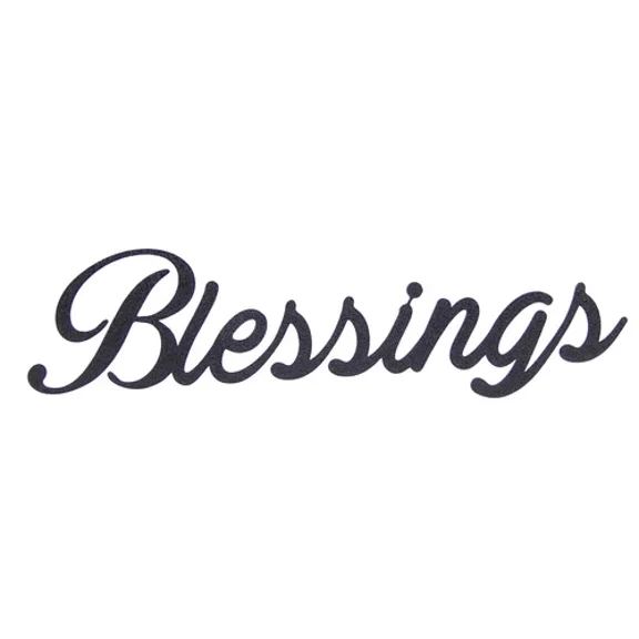 Blessings Word Art Sign Kitchen Home Deco Wall Hanging Cursive Script Typography