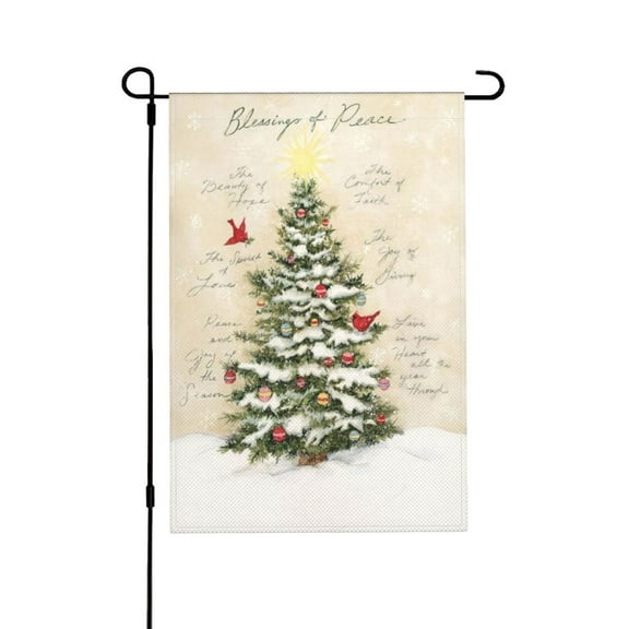 Blessings of Peace Garden Flag Cardinal Pine Snow Snowflake Winter Holiday Garden Flag Rustic Farmland Yard Lawn Outdoor Decor