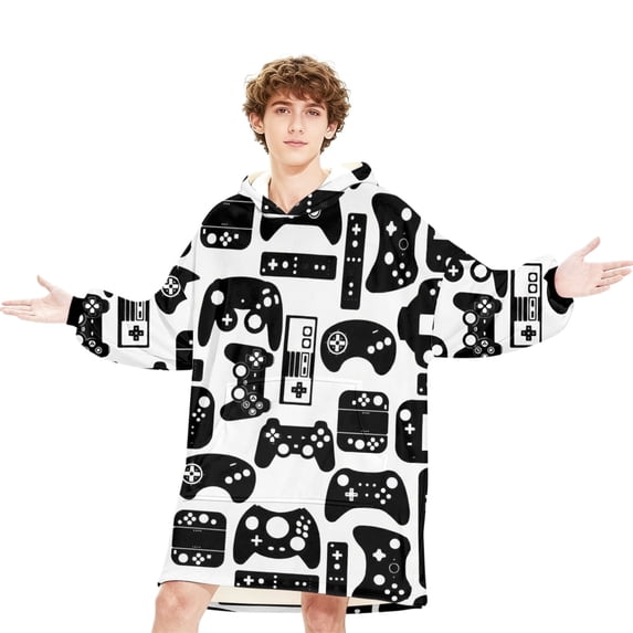 BlessLiving Wearable Blanket Hoodie for Kids, Oversized Sherpa Fleece Sweatshirt Blanket, 60x40"