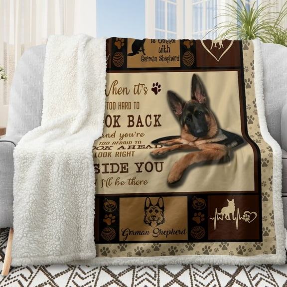BlessLiving Sherpa Fleece Throw Blanket for Couch, Cozy Soft Bed Blanket 50x60", German Shepherd