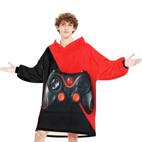 BlessLiving Wearable Blanket Hoodie for Kids, Oversized Sherpa Fleece Sweatshirt Blanket, 60x40"