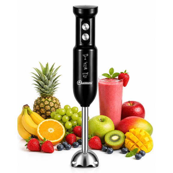 Blessonic Immersion Blender Handheld, Corded Electric Blenders with 2 Mixing Speed and Stainless Steel Blades Emulsifier for Effortless Blending Soup, Juice Smoothies, Puree or Baby Food