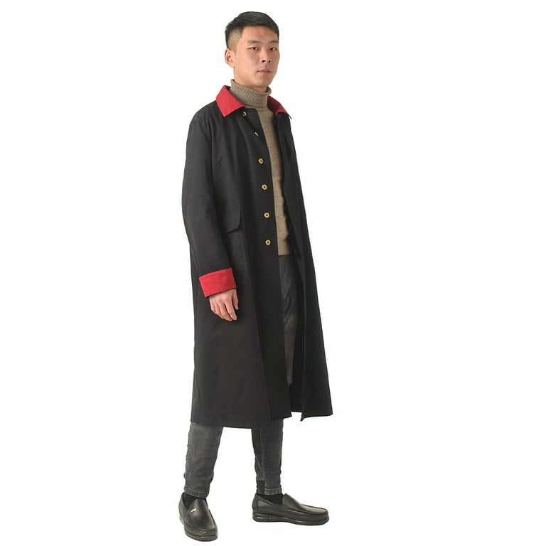 Blessume Mens Long Trench Coat Western Cowboy Riding Coat Overcoat