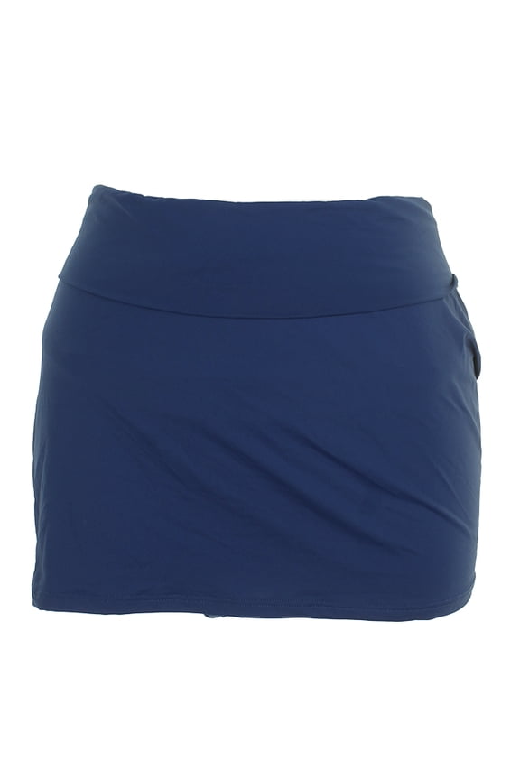 Plus Size Blue Tummy-Control Swim Skirt 18W