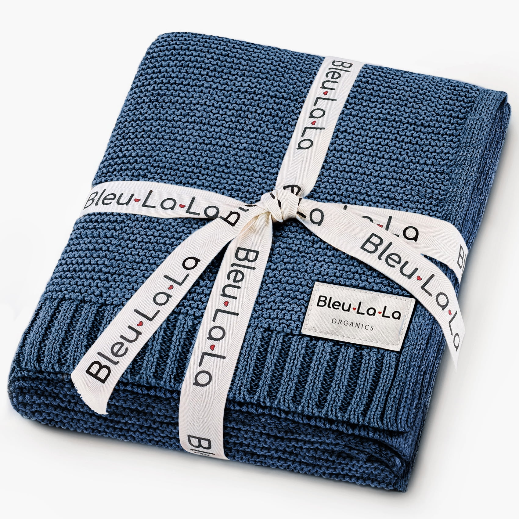 Organic Cotton Knit Baby Swaddle Blanket in Cobalt Blue
