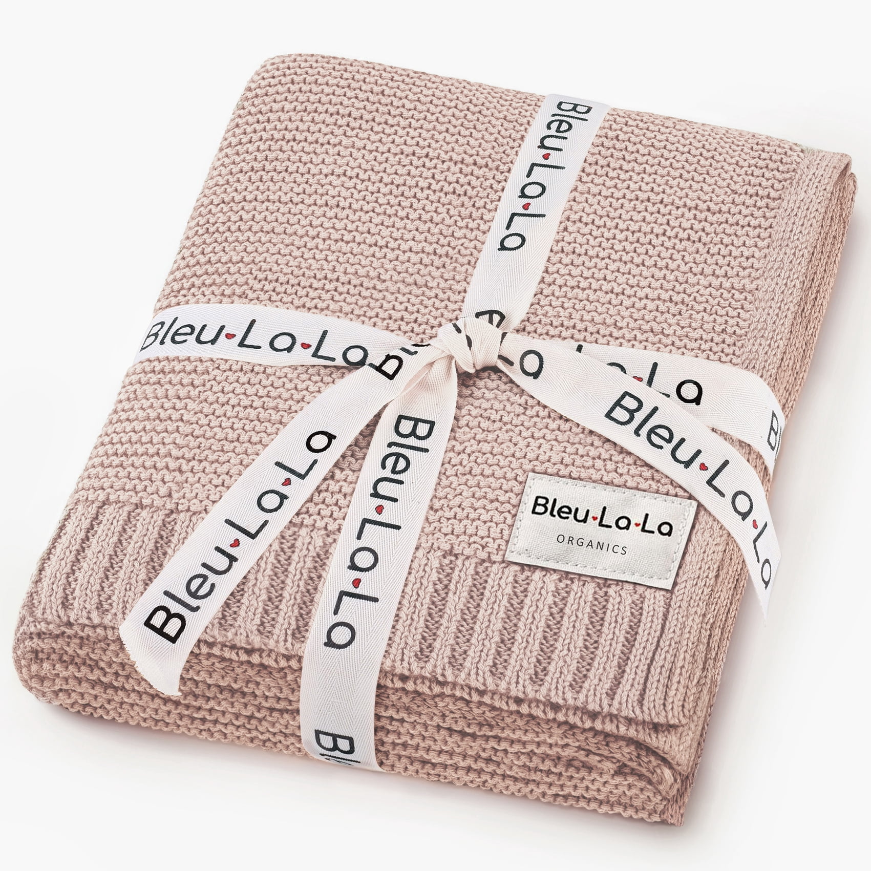 Bleu La La Girls Pink Organic Cotton Knit Baby Blanket, Receiving Swaddle for Baby Boy and Girl, Gift for Newborns